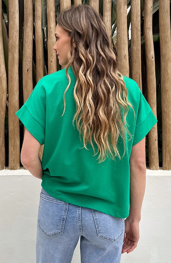 Dames Loose Fit T-Shirt Katoen Bright Green – tops, foto 3