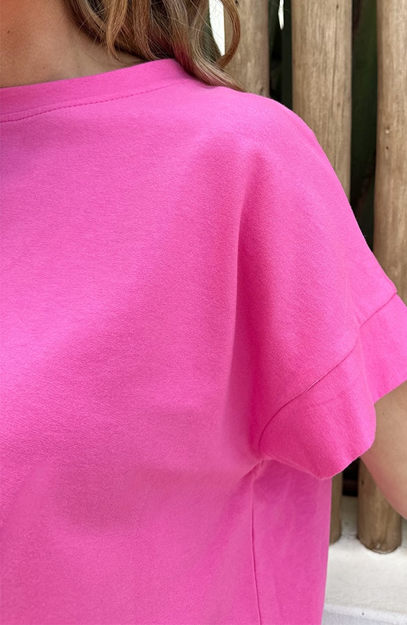 Dames Loose Fit T-Shirt Katoen Candy Pink – tops, foto 5