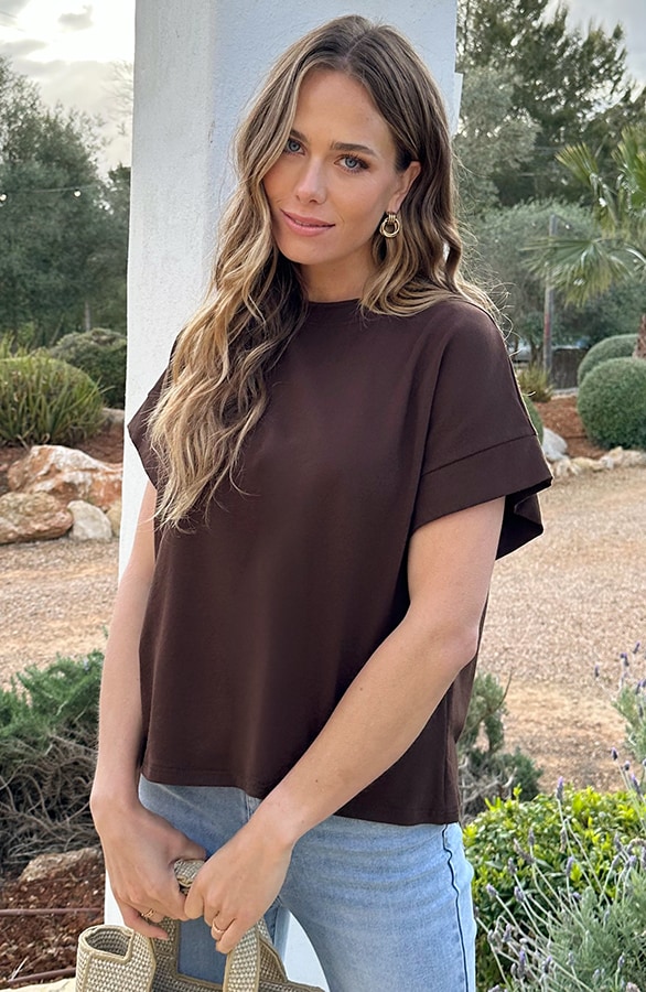 Dames Loose Fit T-Shirt Katoen Choco – tops, foto 7