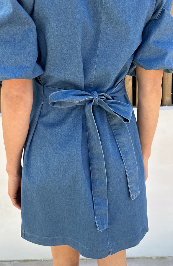 Denim Jurk Met Pofmouwen – jurken, foto 5