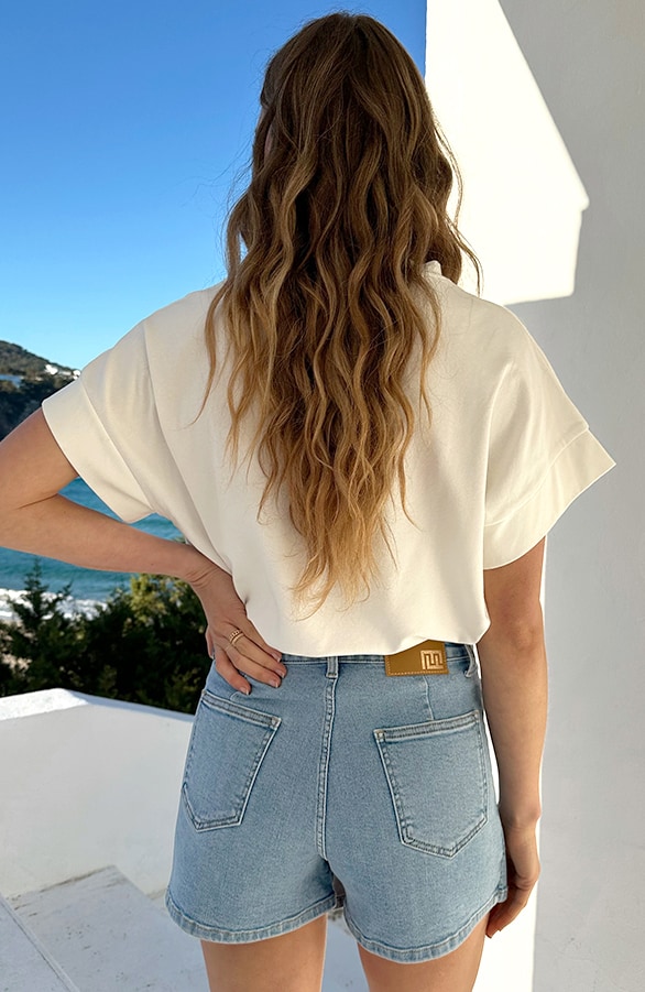 Denim Skort Met Knopen Stretch Blue – spijkerbroeken, foto 3