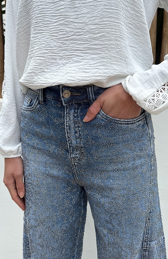 Glitter Stone Barrel Jeans – spijkerbroeken, foto 3