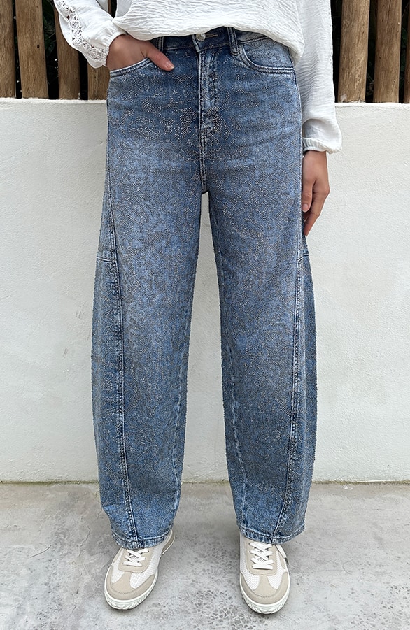 Glitter Stone Barrel Jeans – spijkerbroeken