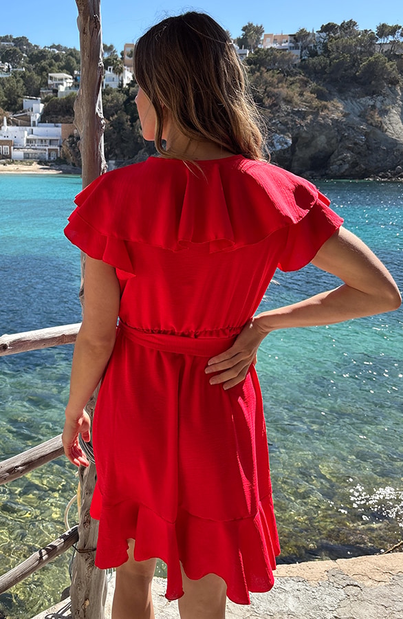 Jurk Met Ruches Rood – jurken, foto 4