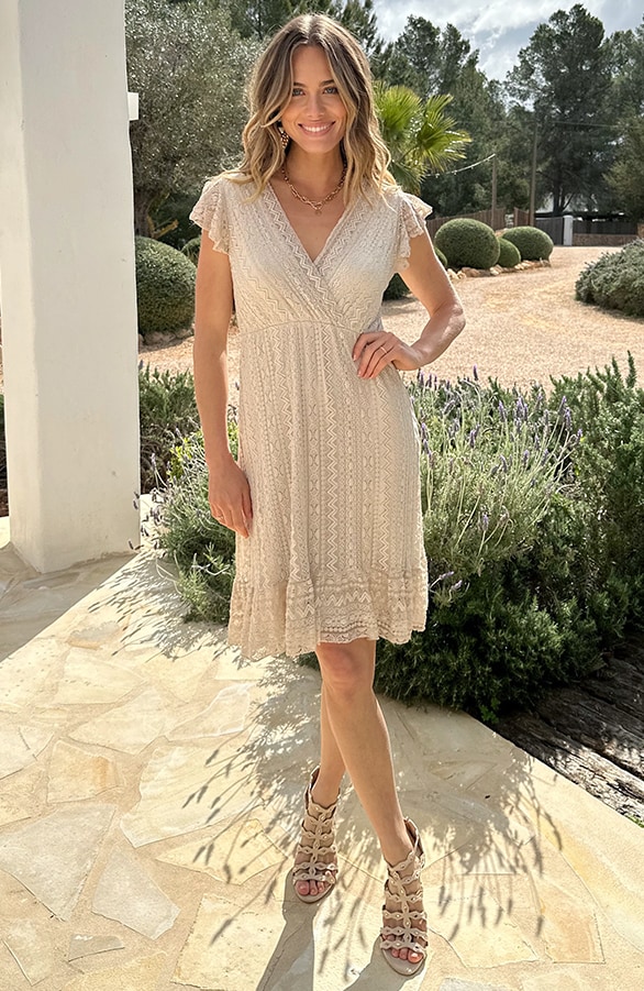 Kanten Jurk Deluxe Beige – jurken, foto 5