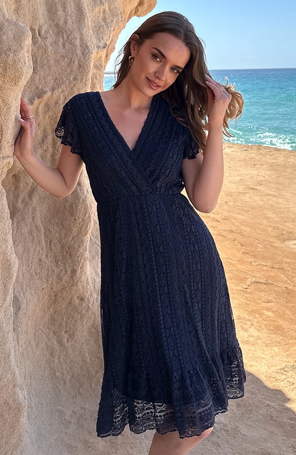 Kanten Jurk Deluxe Navy – jurken, foto 3