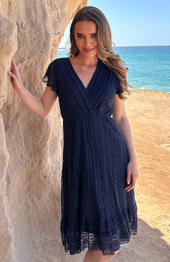 Kanten Jurk Deluxe Navy – jurken, foto 8