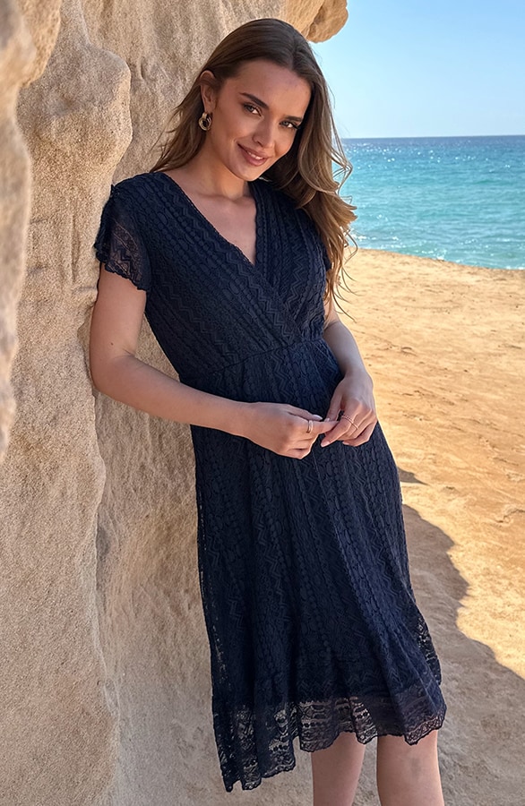 Kanten Jurk Deluxe Navy – jurken, foto 7