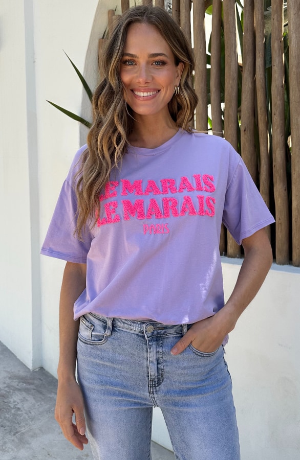Le Marais T-Shirt Oversized Lila – tops, foto 3