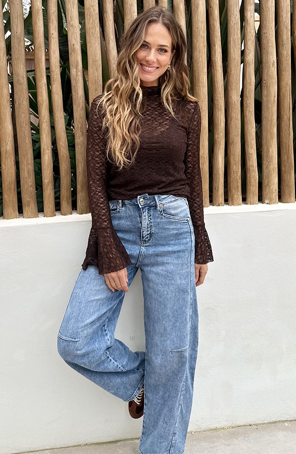 Long Sleeve Lace Top Choco – tops, foto 5