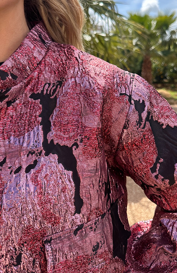 Lurex Jacquard Bomber Jacket Roze – jassen, foto 4