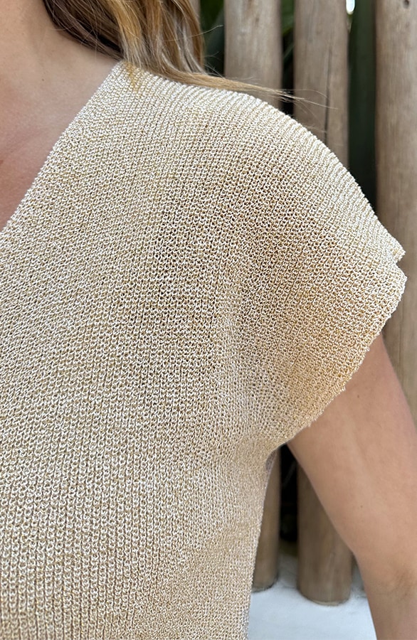 Lurex V-Hals Top Beige – tops, foto 4