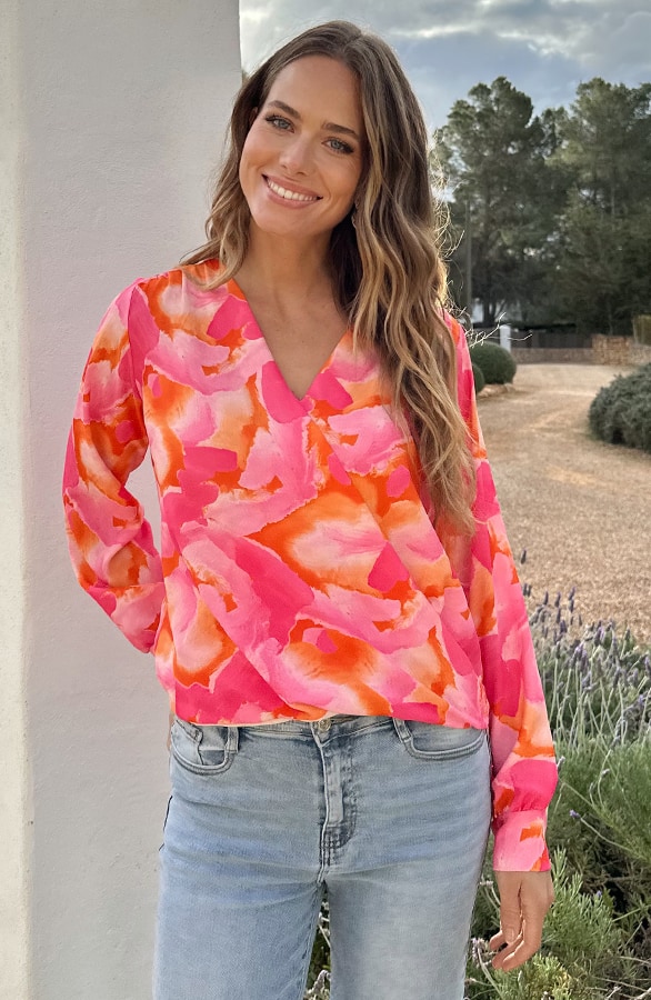 Marant Blouse Print Fuchsia Oranje – blouses, foto 3