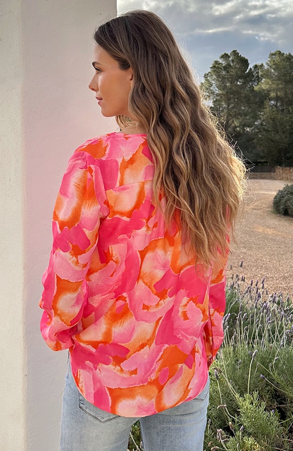 Marant Blouse Print Fuchsia Oranje – blouses, foto 4