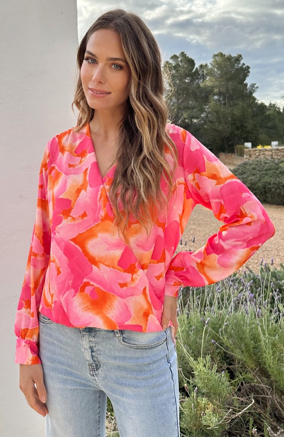 Marant Blouse Print Fuchsia Oranje – blouses, foto 6