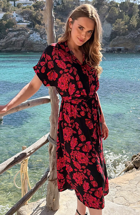 Midi Knopen Jurk Black – jurken, foto 6