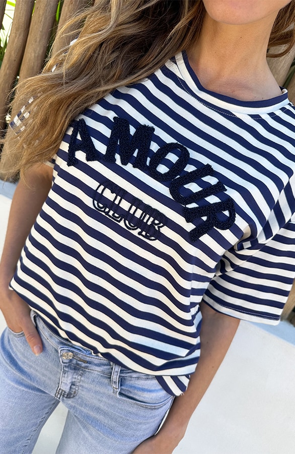 Oversized Amour Striped T-shirt Marine – tops, foto 5