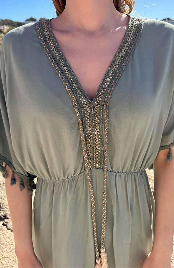 Oversized Jurk Gouden Detail Army – jurken, foto 5