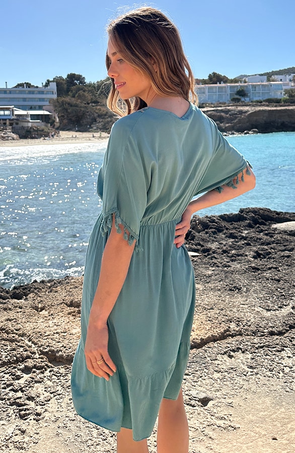 Oversized Jurk Gouden Detail Dust Mint – jurken, foto 3