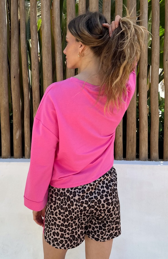 Oversized Longsleeve Katoen Candy Pink – tops, foto 4