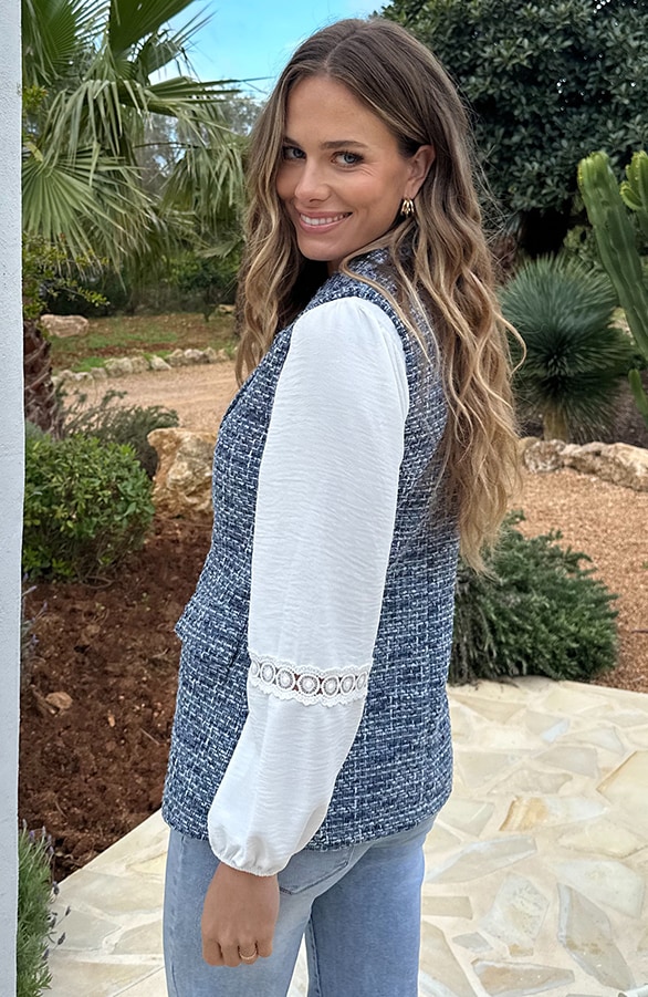 Premium Elegant Gilet Tweed Blauw – gilets, foto 2