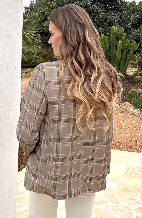 Ruit Blazer Open Front Taupe – jassen, foto 4