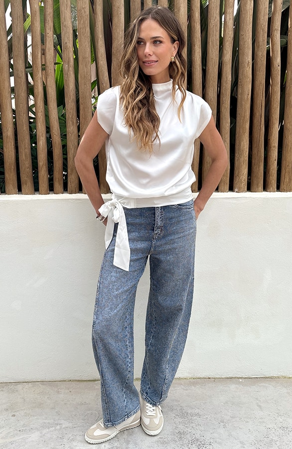 Satin Wrap Top Ecru – tops, foto 6