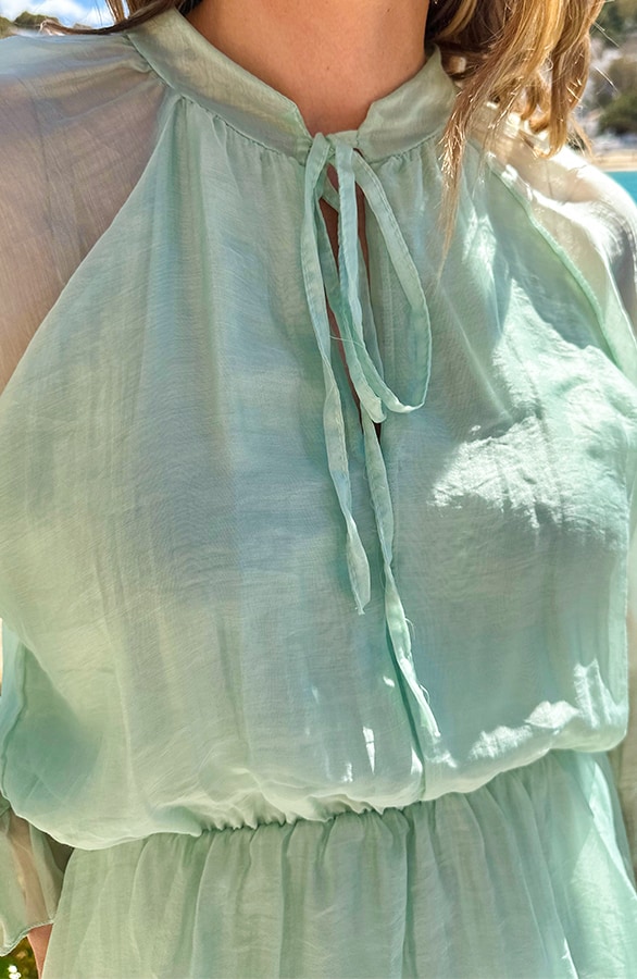 Silk Jurk Lange Mouw Mint – jurken, foto 5