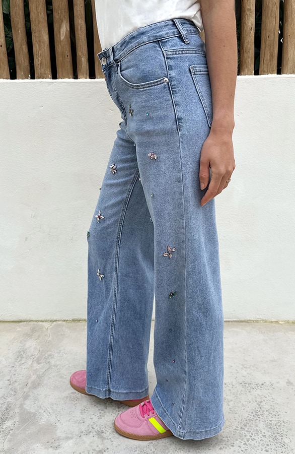 Statement Jeans mit Strass Flower, Foto 3