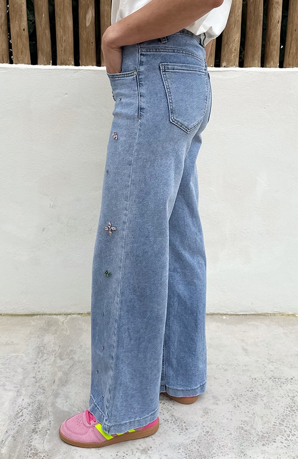 Statement Jeans mit Strass Flower, Foto 7
