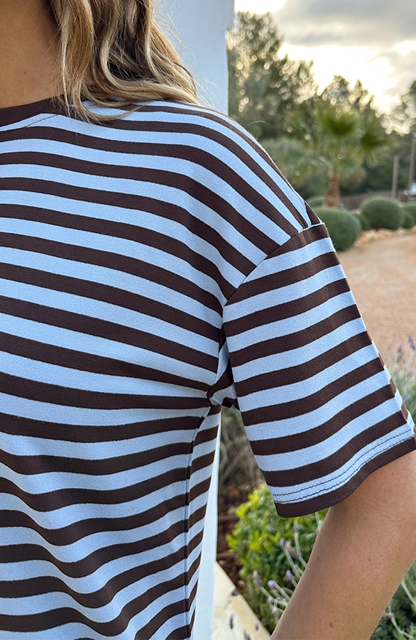 Strepen T-Shirt Katoen Choco Baby Blue – tops, foto 4