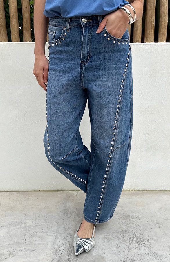 Studded Barrel Jeans Stretch – spijkerbroeken, foto 6