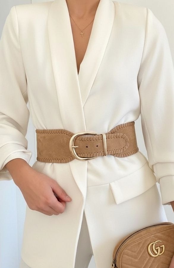Suede Tailleriem Stretch Taupe – alle accessoires