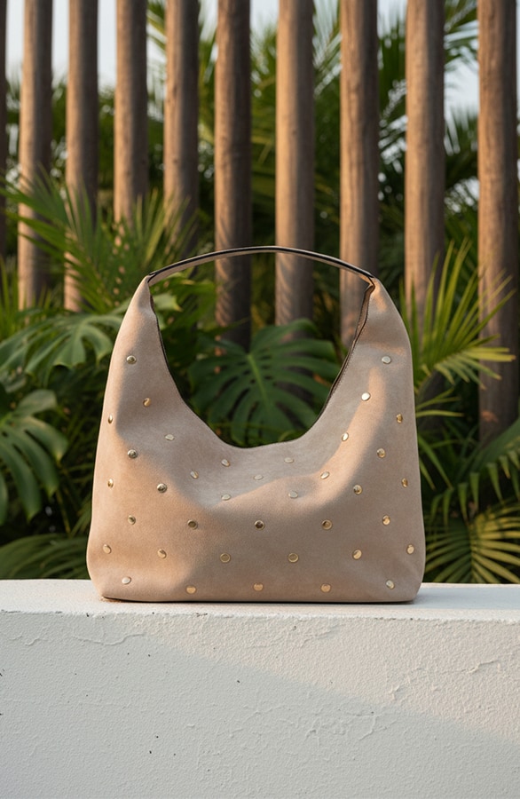 Suedine Studded Boho Shoulder Bag – alle accessoires, foto 3