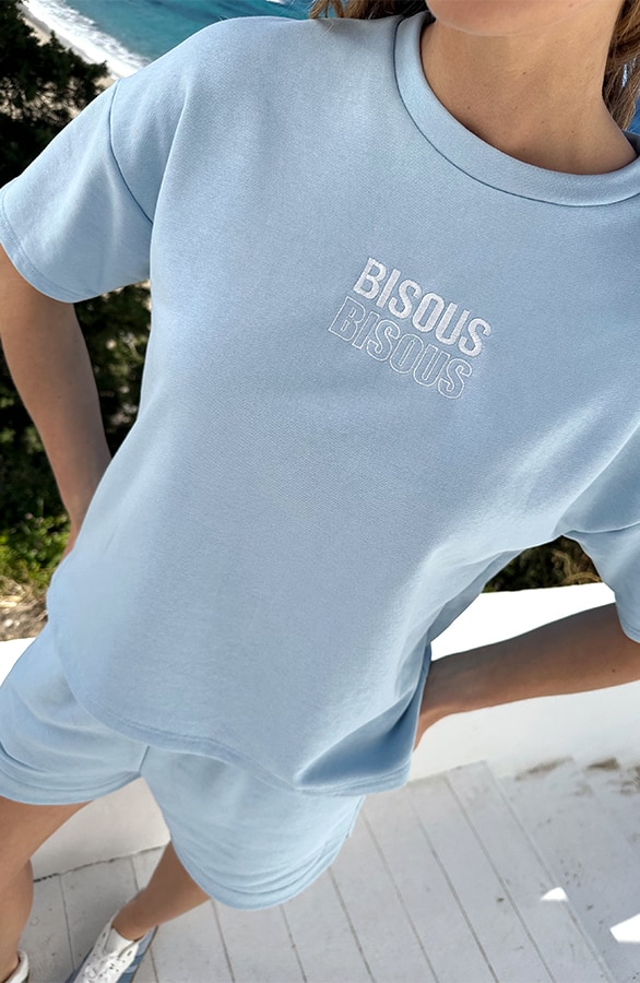 Sweat T-Shirt Bisous Bisous Baby Blauw – tops, foto 5