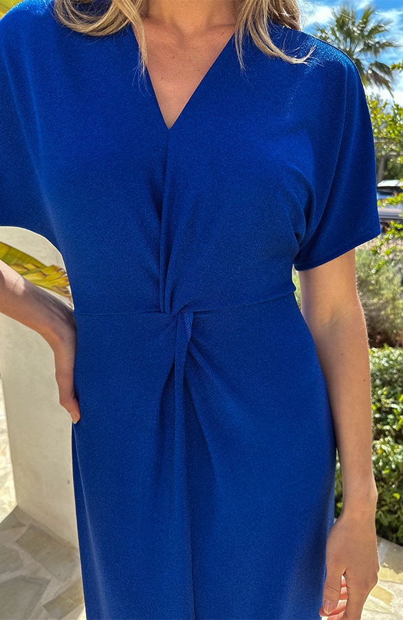 V-Hals Twist Jurk Lurex Kobalt – jurken, foto 5