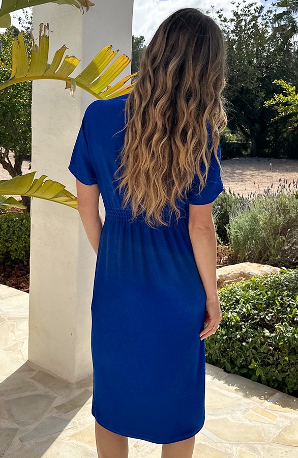 V-Hals Twist Jurk Lurex Kobalt – jurken, foto 4