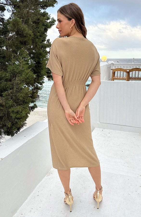 V-hals Twist Jurk Lurex Goud – jurken, foto 4