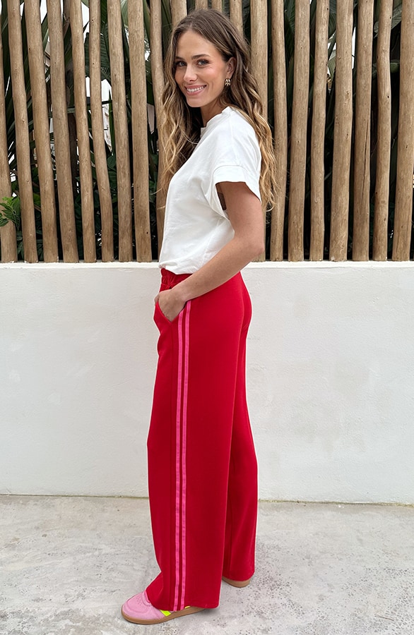 Wide Leg Bies Broek Rood Fuchsia – broeken, foto 6