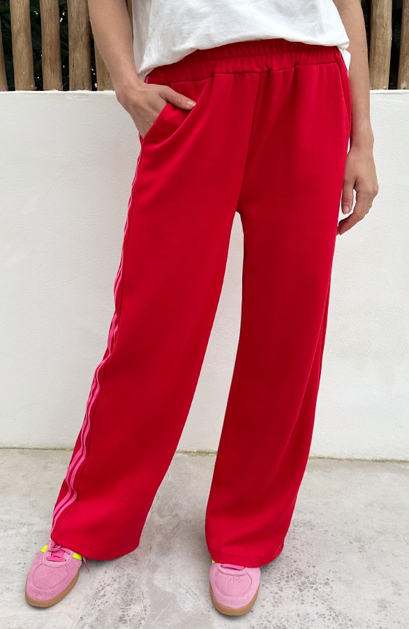 Wide Leg Bies Broek Rood Fuchsia – broeken, foto 7