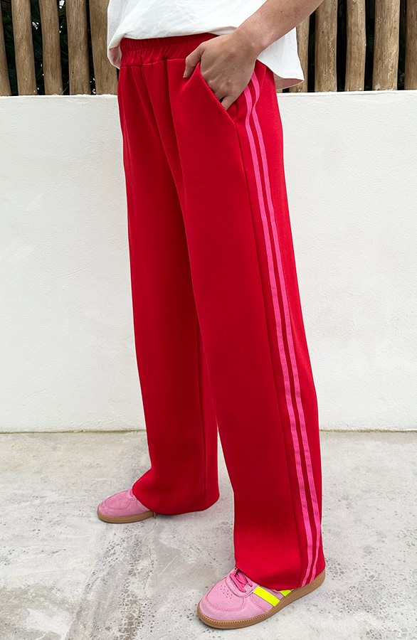 Wide Leg Bies Broek Rood Fuchsia – broeken