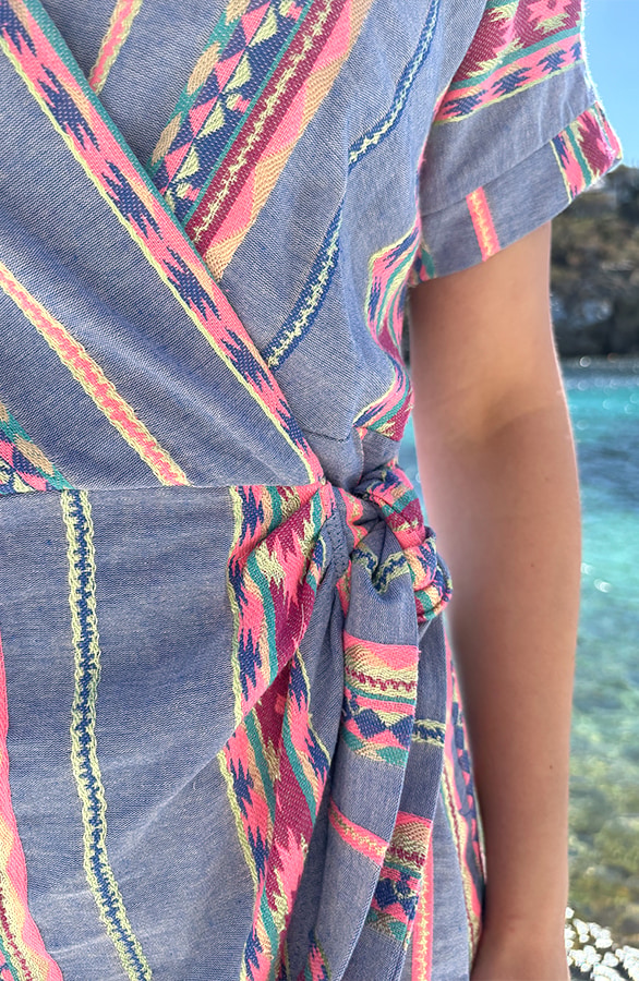 Wrap Dress Print Jeansblauw – jurken, foto 5