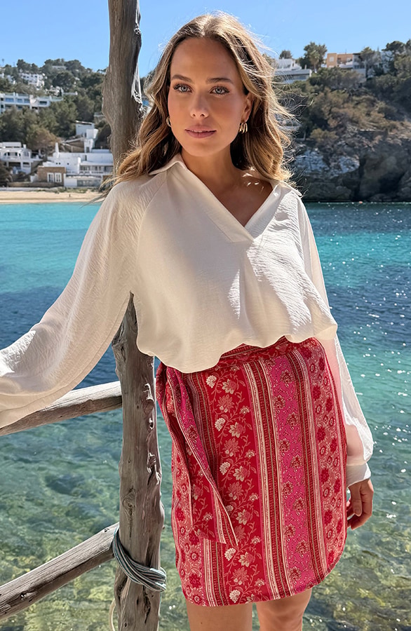 Wrap Skirt Rood Roze Satin – rokken, foto 6