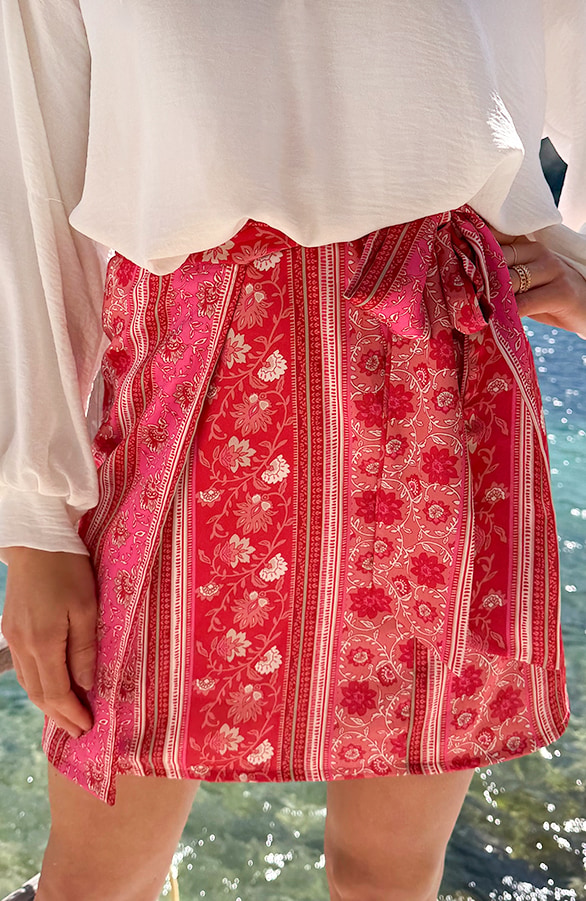 Wrap Skirt Rood Roze Satin – rokken