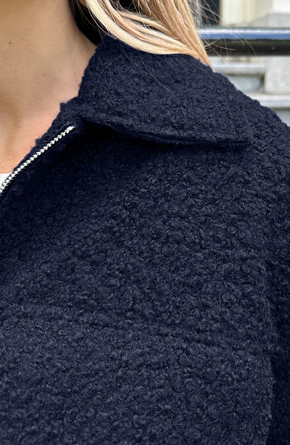 Boucle Jacket Met Rits Marine – jassen, foto 4