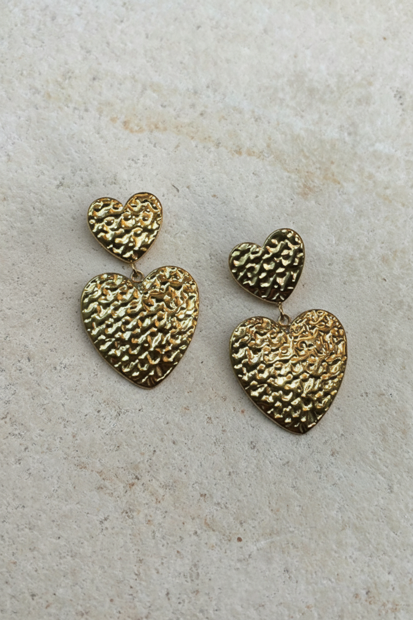 Chunky Double Hearts Oorbellen Goud – alle accessoires
