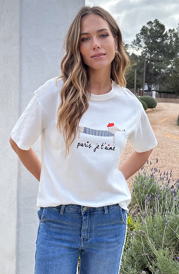 Dachshund T-shirt Paris Je Taime Ecru – tops, foto 6
