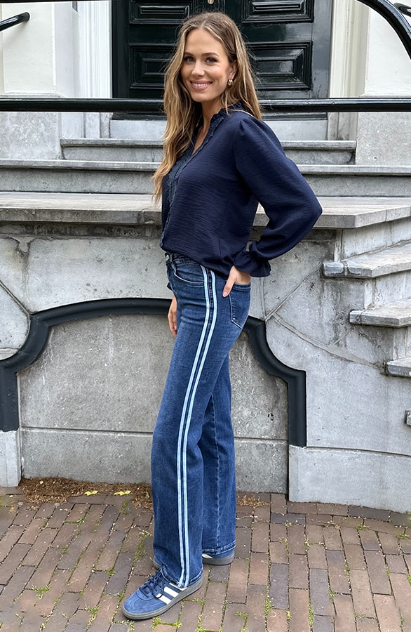 Kanten Boho Blouse Marine – blouses, foto 6