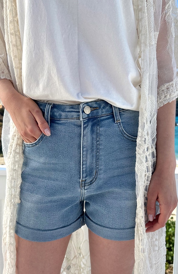 Denim Short Mom Fit Mid Blue Stretch FMH – spijkerbroeken, foto 6