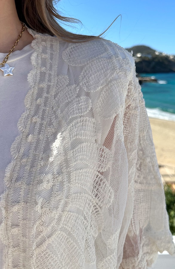 Kanten Kimono Ecru – vesten, foto 4